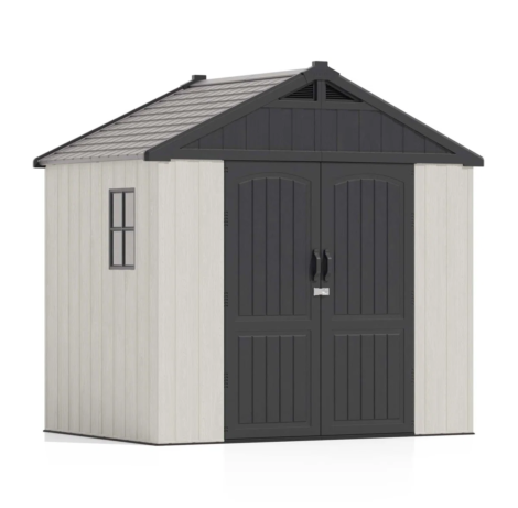 8ft.Wx6ft.DPlasticStorageShedwithFloorResinShedwithReinforcedSteelStructureBeige-5