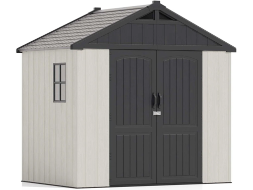 8ft.Wx6ft.DPlasticStorageShedwithFloorResinShedwithReinforcedSteelStructureBeige-5
