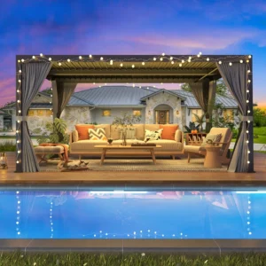 Erommy Outdoor Pergola, Louvered Pergola, Aluminum Pergola for Patio, Backyard, Pool party