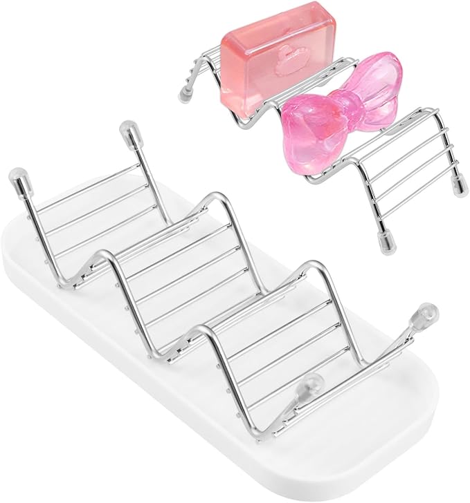 Shower Soap Bar Holder, Stainless Steel Bar Soap Dish Holder with Water Tray for Shower Bathroom