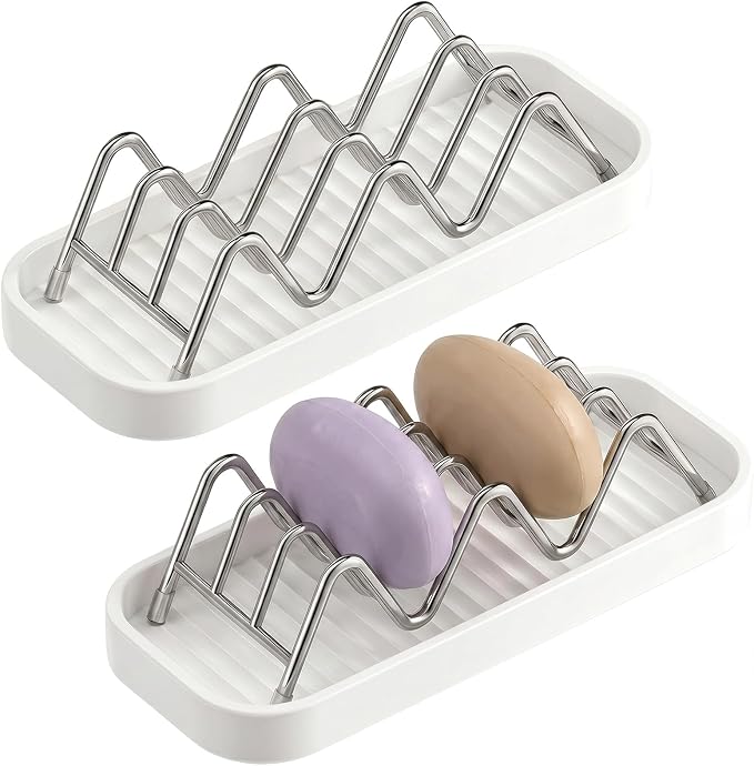 304 Stainless Steel Soap Dish Holder (2 Pack) | Self Draining Shampoo & Conditioner Bar Holder - Image 2