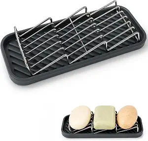 OZNER 304 Stainless Steel 3 Bar Soap Holder, Self Draining Soap Dish for Shower, Shampoo Bar Holder