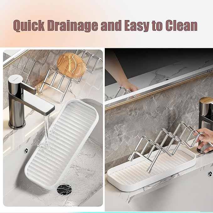 Thick Stainless Steel Soap Holder with 2 Soap Saver Bags, Self-Draining Shampoo Bar Holder with Removable Drip Tray - Image 2