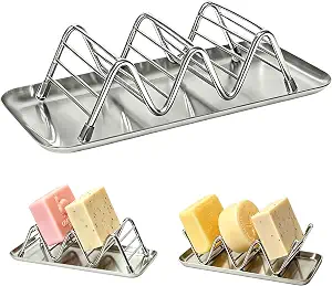 Wavy Soap Dish, 304 Stainless Steel Soap Holder with Full 304 Stainless Steel Removable Drip Tray